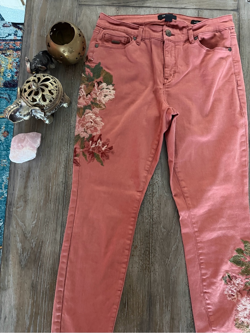 Nine West Terra Cotta Embroidered Skinny Jeans - Picture 8 of 12